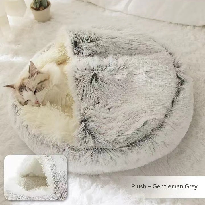 2 In 1 Round Plush Pet Bed