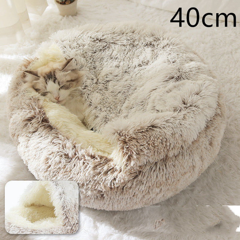 2 In 1 Round Plush Pet Bed