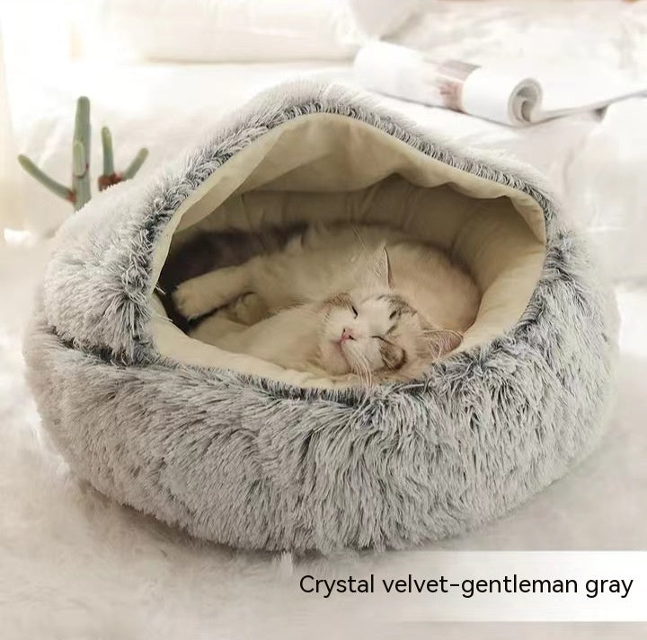 2 In 1 Round Plush Pet Bed