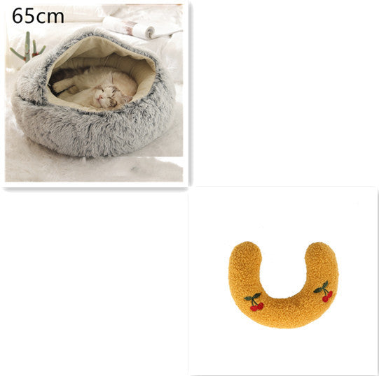 2 In 1 Round Plush Pet Bed
