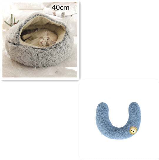 2 In 1 Round Plush Pet Bed