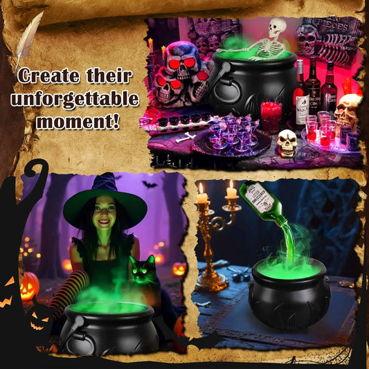LED Halloween Witch Cauldron with Fog & Skeleton Decor