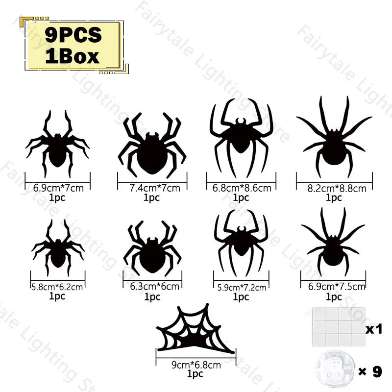 3D LED Bat & Spider Night Light Decor (Contains Three Sizes: Large, Medium and Small)