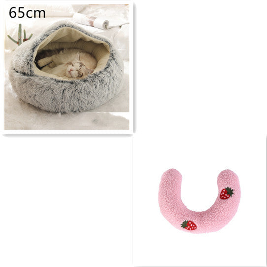 2 In 1 Round Plush Pet Bed