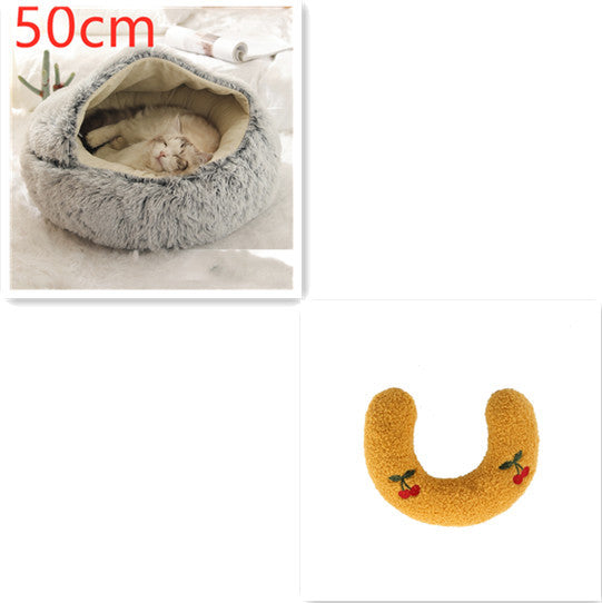 2 In 1 Round Plush Pet Bed