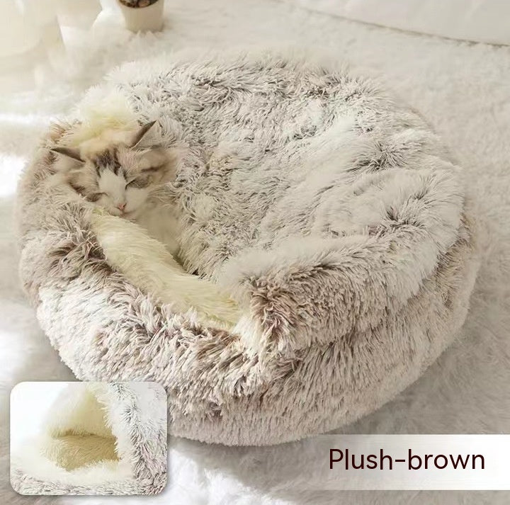 2 In 1 Round Plush Pet Bed
