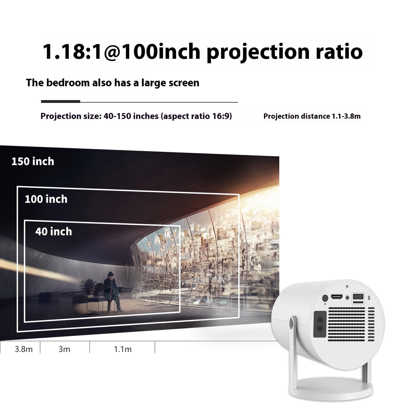 180 Degrees Portable Straight Projector