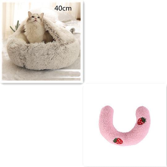 2 In 1 Round Plush Pet Bed