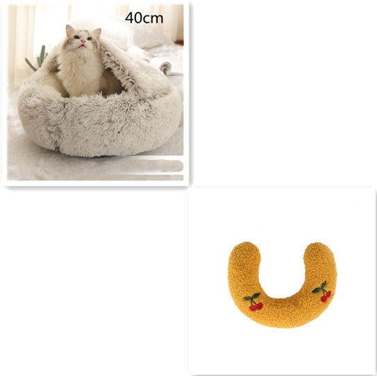 2 In 1 Round  Plush Pet Bed
