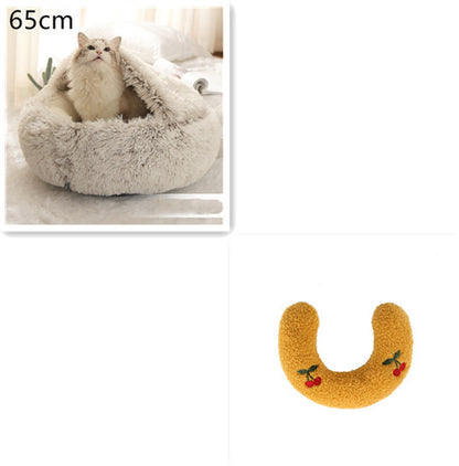 2 In 1 Round  Plush Pet Bed