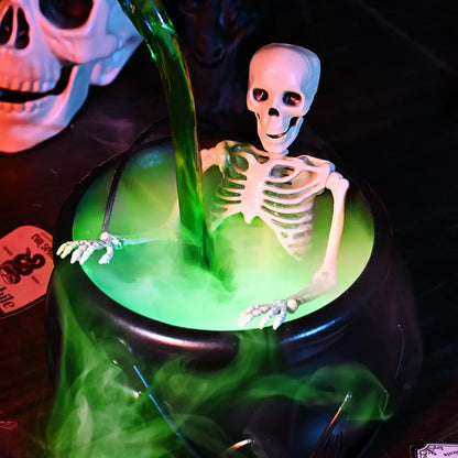 LED Halloween Witch Cauldron with Fog & Skeleton Decor