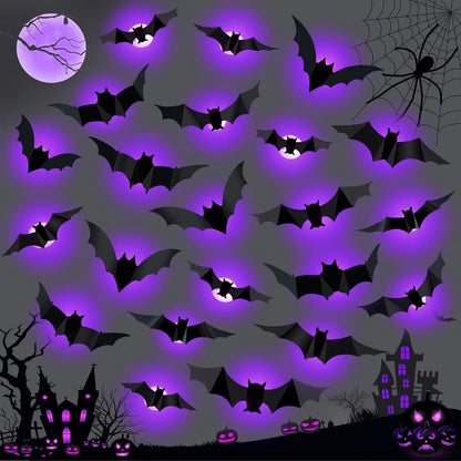 3D LED Bat & Spider Night Light Decor (Contains Three Sizes: Large, Medium and Small)
