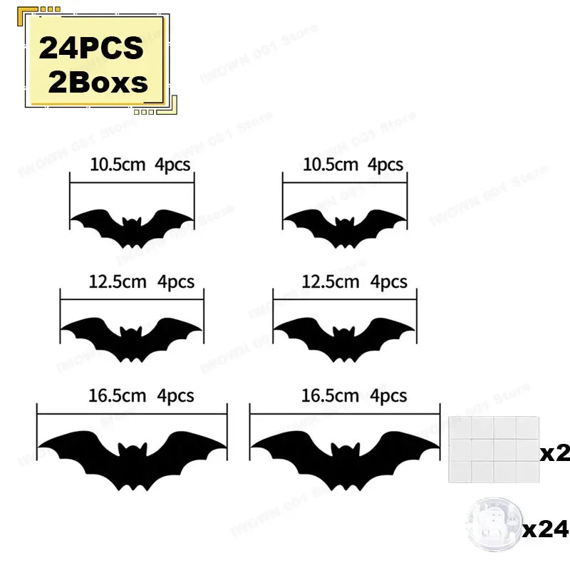 3D LED Bat & Spider Night Light Decor (Contains Three Sizes: Large, Medium and Small)